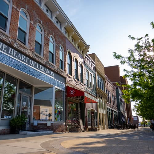 Sidewalk area in downtown Lebanon's Historic District