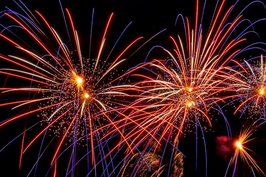 Fireworks display in Lebanon, Indiana.