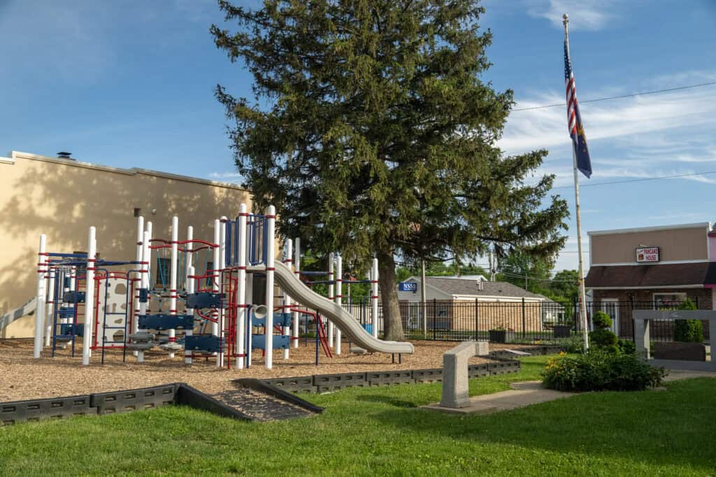 Playground in downtown Jamestown, Indiana.