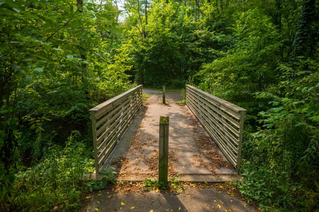 Bridge on a path in Pleasant Acres Park.